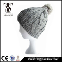 Winter aceylic knitted pom pom beanie